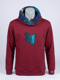 Kenya Hoodie Forest Green Edition – front view, blue vitenge cowl neck