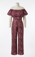 Chevron Print Off-Shoulder Jumpsuit
