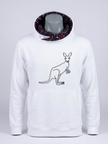 Kangaroo Hoodie Navy Olive Edition – front view, olive vitenge cowl neck