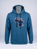 Africa Map Hoodie Black Edition – front view, cowl neck, Pan-African vitenge