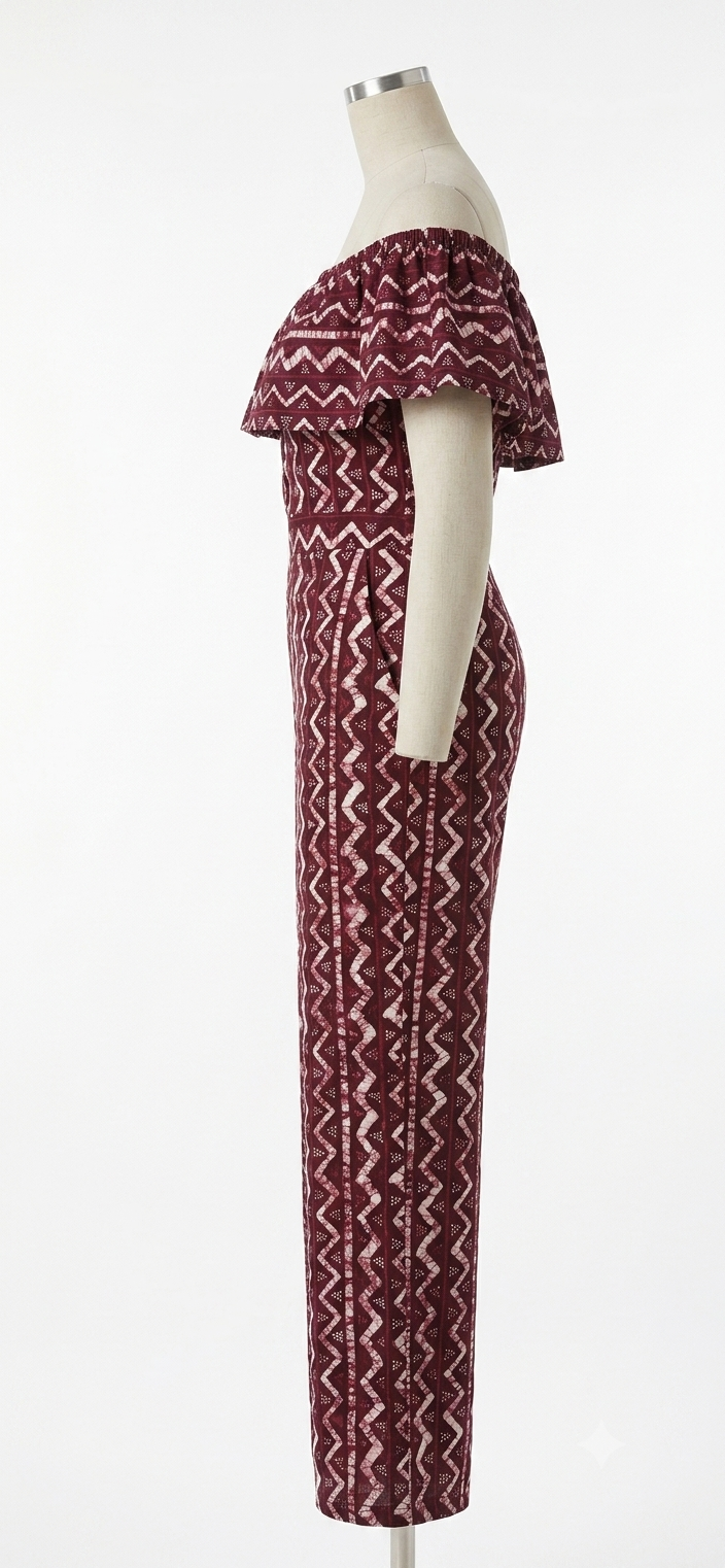 Chevron Print Off-Shoulder Jumpsuit