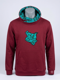 Kenya Hoodie Black Edition – front view, blue vitenge cowl neck
