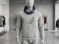 Kangaroo Hoodie Black Outline Edition – front view, earth vitenge cowl neck