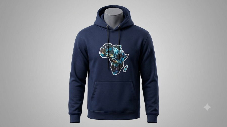 Africa Map Hoodie – Navy Edition