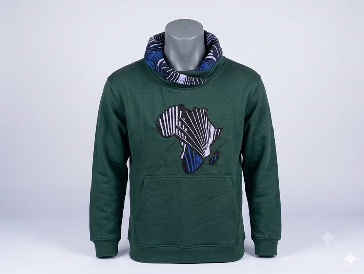 Africa Map Hoodie – Forest Green Edition