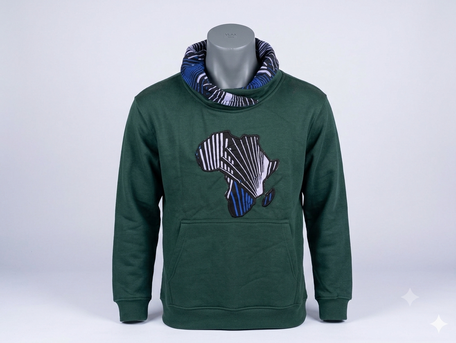 Africa Map Hoodie – Forest Green Edition