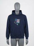 Kenya Hoodie Pink Edition – front view, pink floral vitenge cowl neck