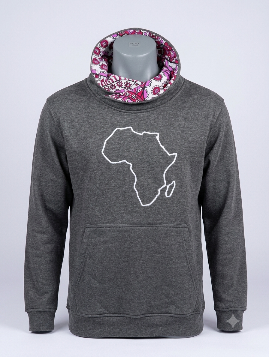 Africa Map Hoodie – Charcoal Edition