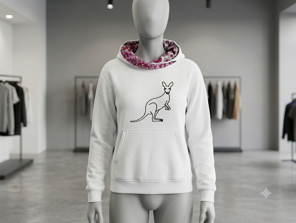 Kangaroo Hoodie Black Galaxy Edition – front view, blue galaxy vitenge cowl neck