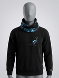 Kangaroo Hoodie Grey Edition – front view, teal floral vitenge cowl neck