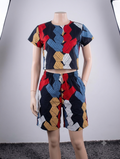Hexagon African print matching set — navy with red, blue and gold
