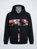 Abstract Stripe Panel Hoodie — Black