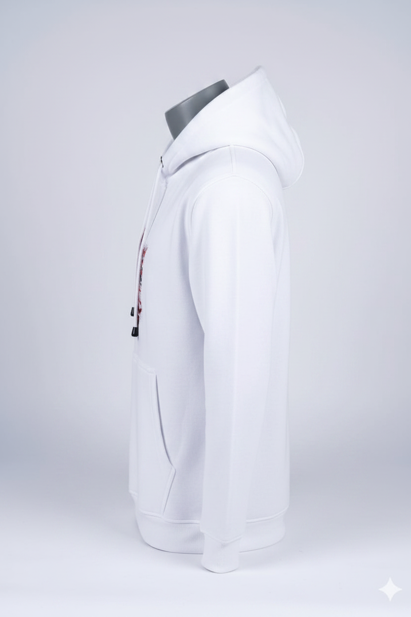 White Kenya Map Tiger Hoodie — side view